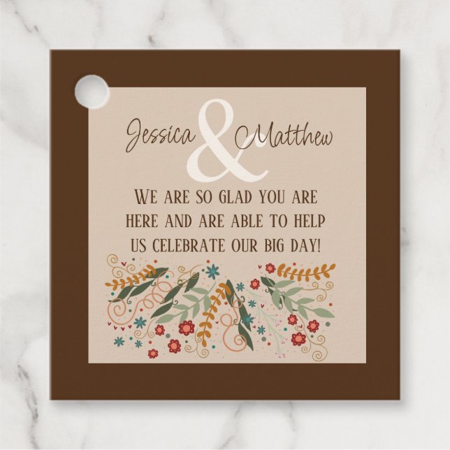 Étiquettes Cadeau Mariage aux fleurs sauvages Floral Élégant Amuseme (Devant)