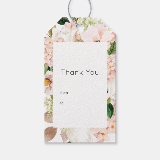 Étiquettes-cadeau Mariage aux Hydrangeas Florales Rose Tendre (Devant)