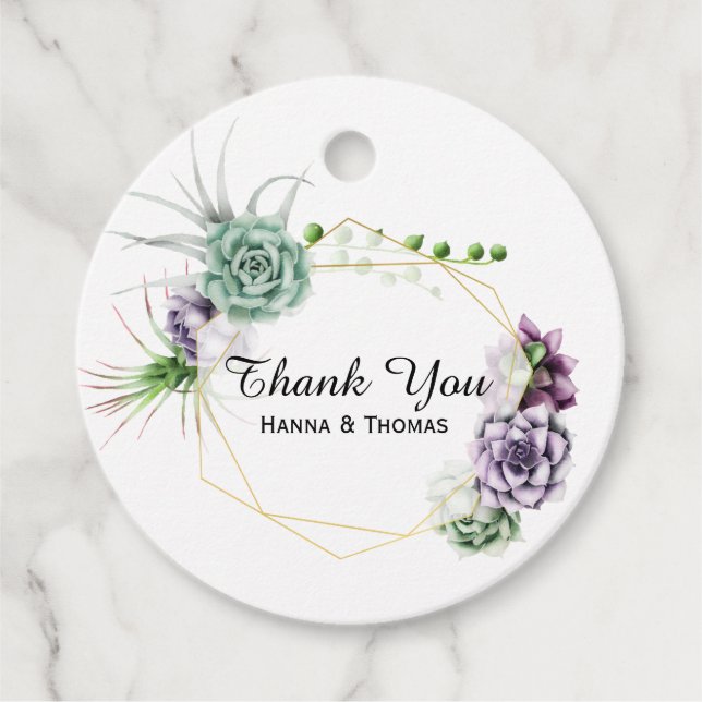 Étiquettes Cadeau Mariage aux succulentes du désert (Devant)