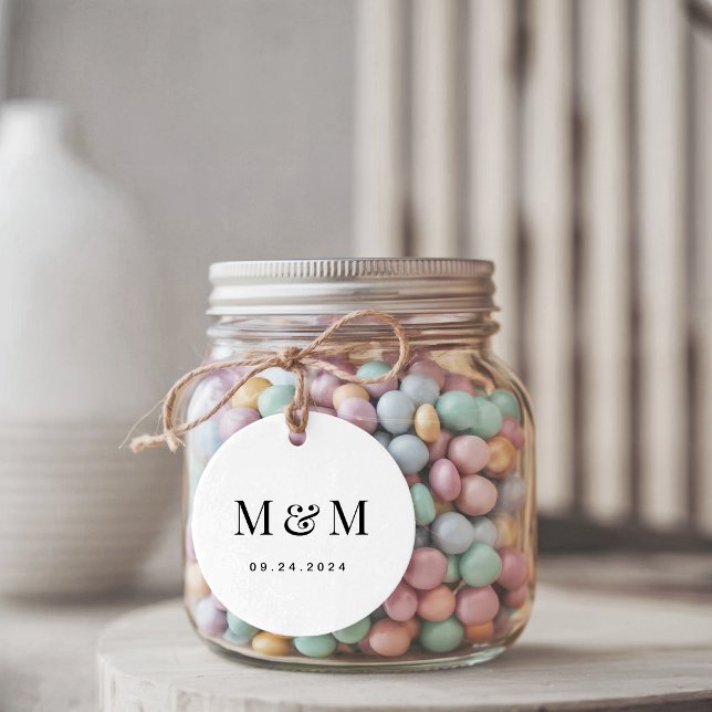 Étiquettes Cadeau Mariage avec Typographie de Monogramme Classique N (Créateur téléchargé)
