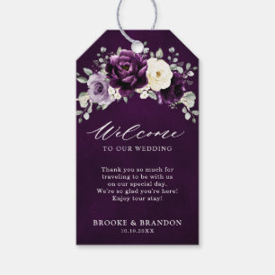 Étiquettes-cadeau Mariage blanc d'aubergine violet de prune ivoire B