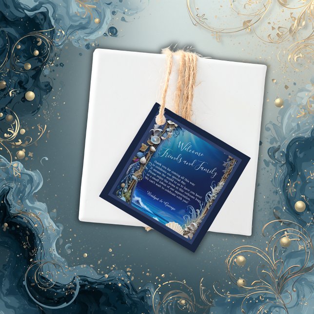 Étiquettes Cadeau mariage bleu côtier (Créateur téléchargé)