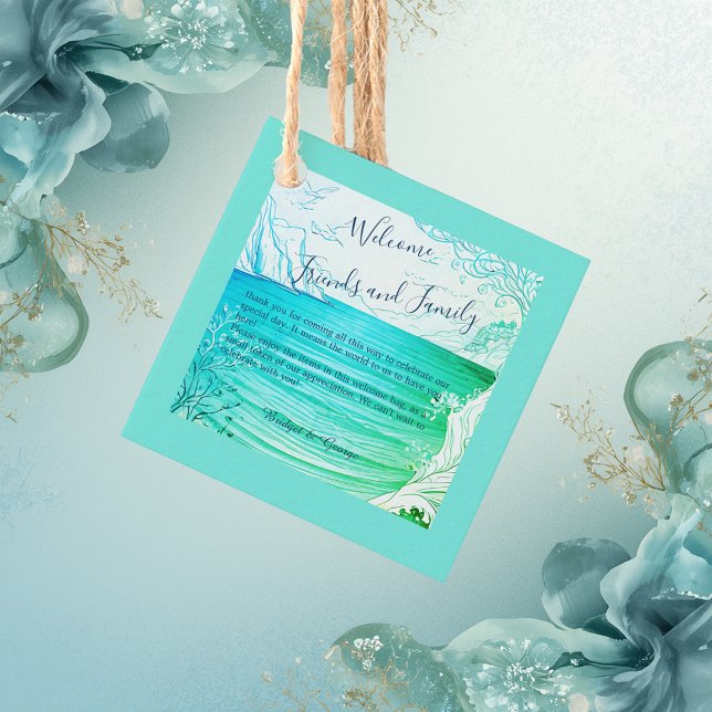 Étiquettes Cadeau mariage bleu côtier (Créateur téléchargé)