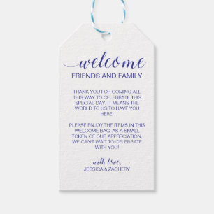 Étiquettes-cadeau Mariage bleu de la Marine Accueil Panier cadeau de