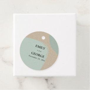 ÉTIQUETTES CADEAU MARIAGE BLEU KRAFT AQUA ABSTRAIT MODERNE