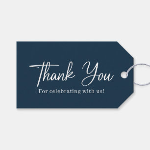 Étiquettes-cadeau Mariage bleu marine simple Merci