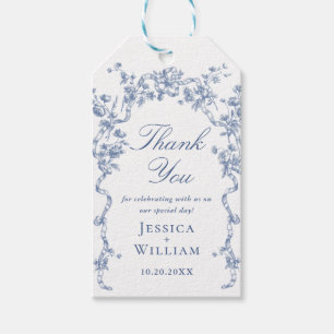Étiquettes-cadeau Mariage Bleu Poussiéreux de Grâce Ornée Victorienn