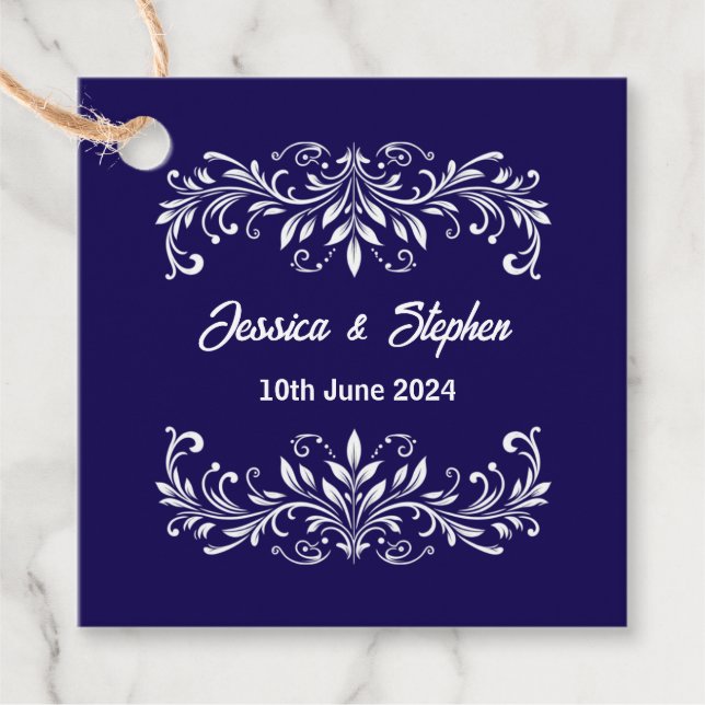 Étiquettes Cadeau Mariage bleu profond (Devant)
