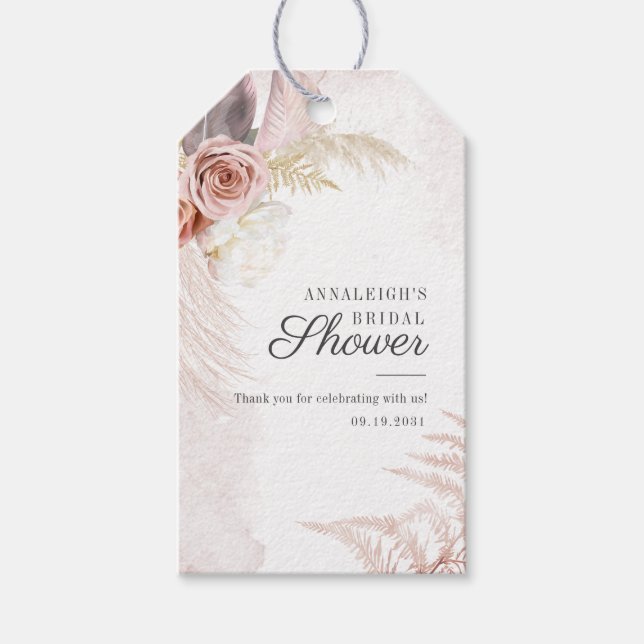 Étiquettes-cadeau Mariage Bohème Champêtre en Terracotta avec Herbe  (Devant)