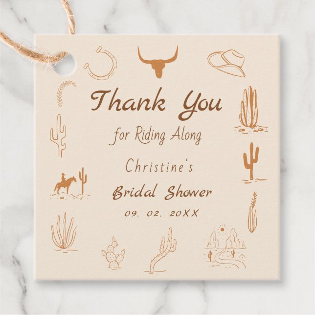 Étiquettes Cadeau Mariage bohème occidental Saddle up Cowboy Shower  (Devant)