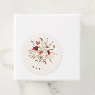 Étiquettes Cadeau Mariage Bohème Vintage Fleurs Sauvages d'Automne