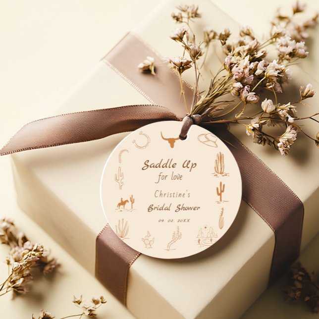 Étiquettes Cadeau Mariage bohème western Cowboy Saddle Up Shower de  (Créateur téléchargé)