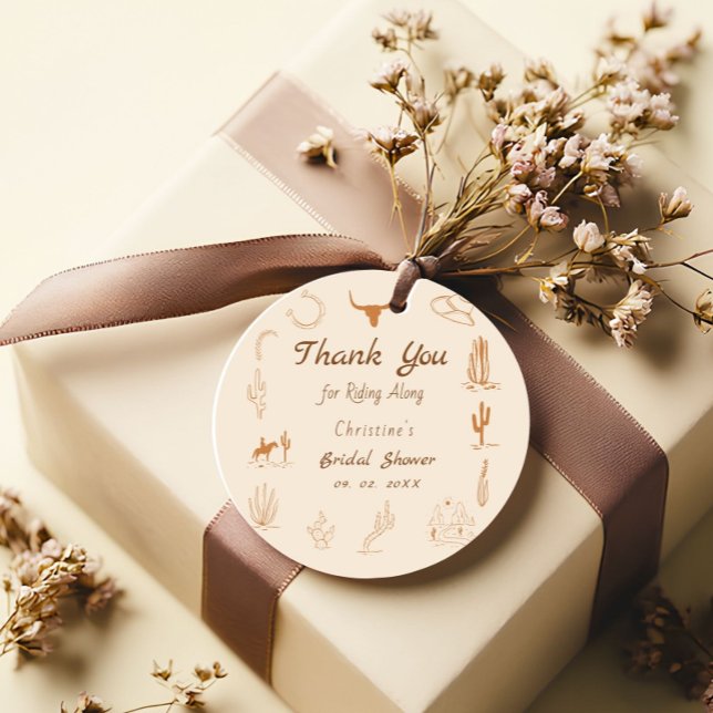 Étiquettes Cadeau Mariage bohème western Cowboy Saddle Up Shower nup (Créateur téléchargé)