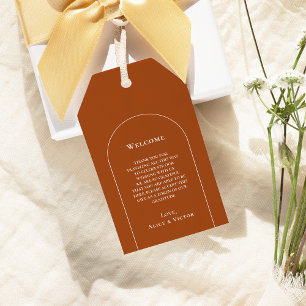 Étiquettes-cadeau Mariage Boho Arch Terracotta simple Accueil
