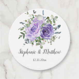 Étiquettes Cadeau Mariage botanique dusty violet Rose Eucalyptus