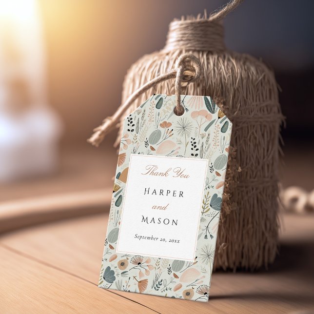 Étiquettes-cadeau Mariage botanique moderne du milieu du siècle (Créateur téléchargé)