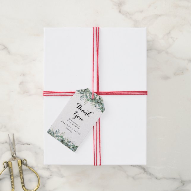 Étiquettes-cadeau Mariage Botanique Rustique Eucalyptus Verdure (Avec de la ficelle)