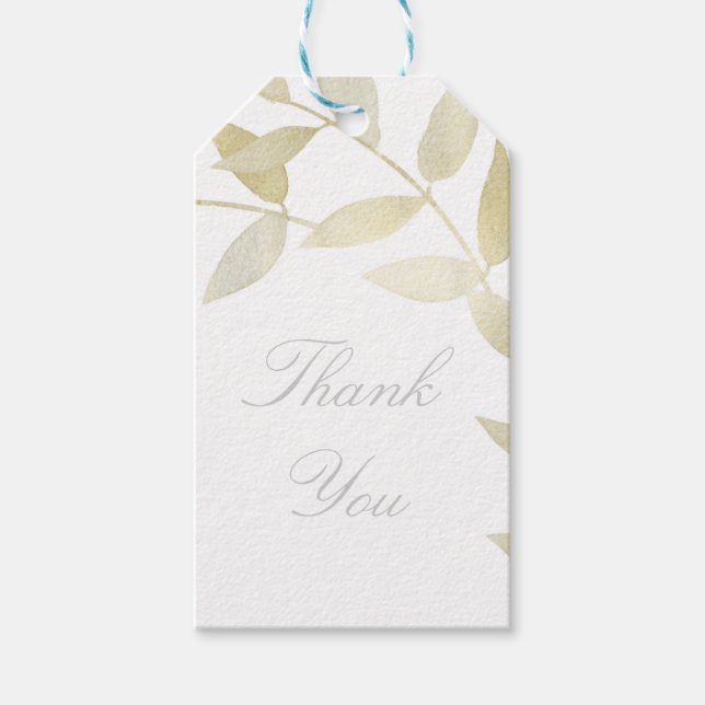 Étiquettes-cadeau Mariage Botanique Rustique Moderne Doré Feuilles D (Devant)