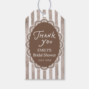 Étiquettes-cadeau Mariage Brown Lace Shower 