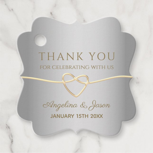 Étiquettes Cadeau Mariage Calligraphie Argent (Devant)