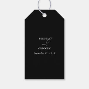 Étiquettes-cadeau Mariage calligraphié noir et blanc, écriture de si