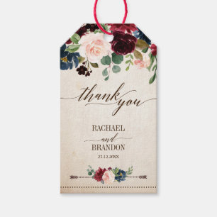 Étiquettes-cadeau Mariage campagnard de Boho Rustique Floral de la m
