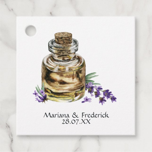 Étiquettes Cadeau Mariage campagnard de Lavande de coton rustique (Devant)