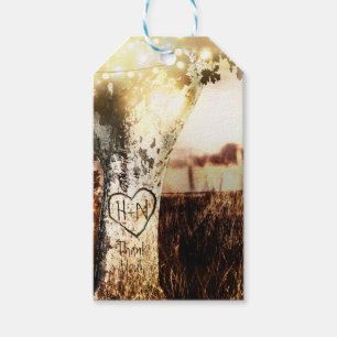 Étiquettes-cadeau Mariage campagnard d'éclairage rustique de l'arbre