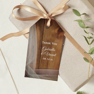 Étiquettes-cadeau Mariage campagnard en bois du Voile nuptiale Favor