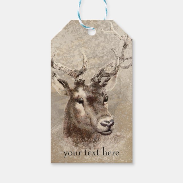 Étiquettes-cadeau Mariage campagnard Rustic Deer Head Favoriser (Devant)