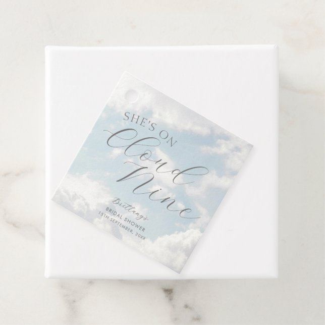 Étiquettes Cadeau Mariage Céleste Nuage Bleu Ciel Moderne Shower de  (En situation)