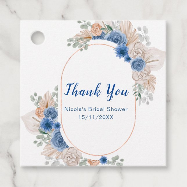 Étiquettes Cadeau Mariage champêtre bohème avec herbe de Pampas (Devant)