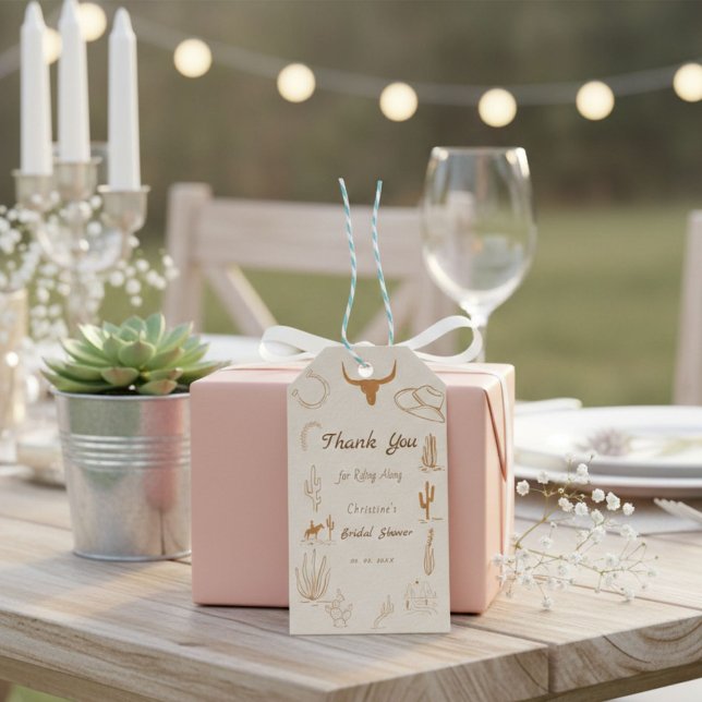 Étiquettes-cadeau Mariage champêtre Bohème Sellez Cowboy Enterrement (Créateur téléchargé)