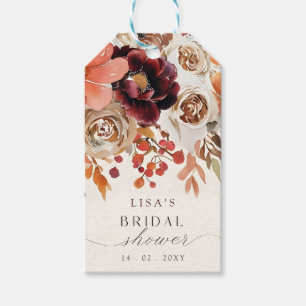 Étiquettes-cadeau Mariage Champêtre Bourguignon Floral Automnal 