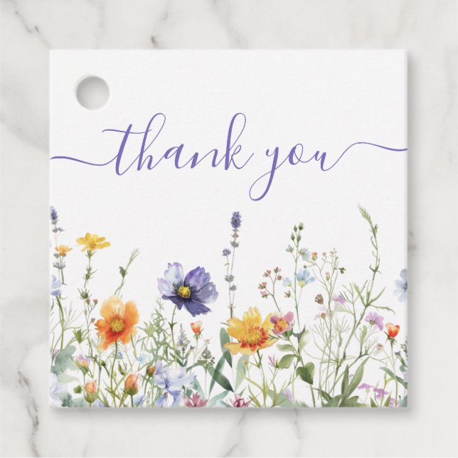 Étiquettes Cadeau Mariage Champêtre de Fleurs Sauvages (Devant)