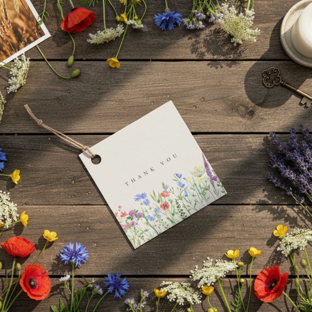 Étiquettes Cadeau Mariage Champêtre de Fleurs Sauvages Rustique  (Rustic Wildflower Meadow Wedding Favor Tags)