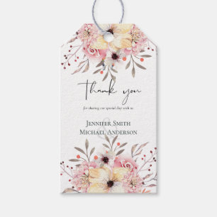 Étiquettes-cadeau Mariage Champêtre Rose Pâle Floral Sage
