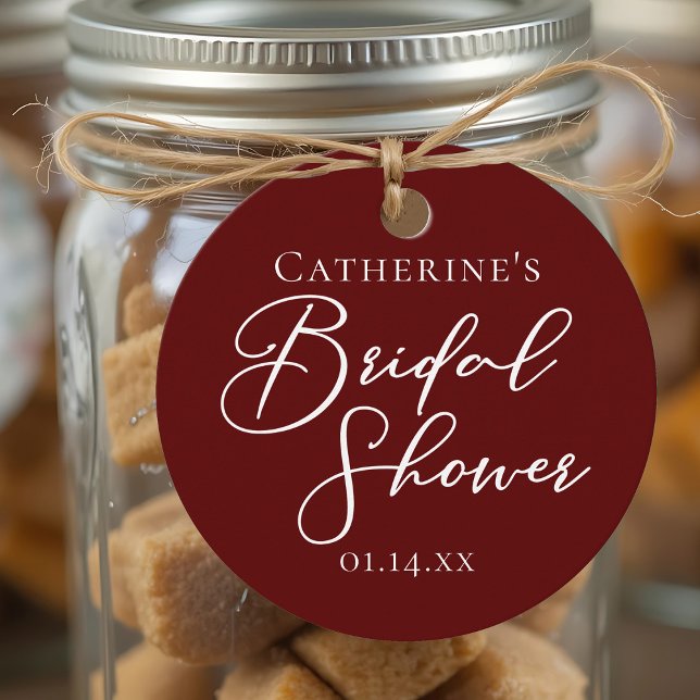Étiquettes Cadeau Mariage Chic Bourgogne Fête de Fiançailles Personn (Créateur téléchargé)