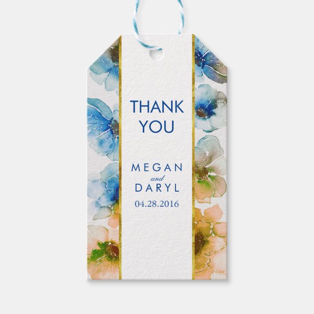 Étiquettes-cadeau Mariage Chic d'Automne Bleu Marine avec Cadres Dor (Devant)