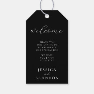 Étiquettes-cadeau Mariage chic noir et blanc simple Accueil