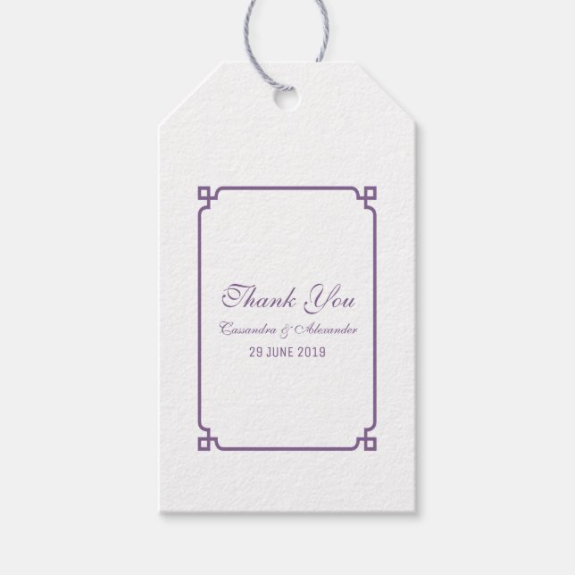 Étiquettes-cadeau Mariage chic violet déco (Devant)
