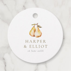 Étiquettes Cadeau Mariage circulaire de poires botaniques modernes