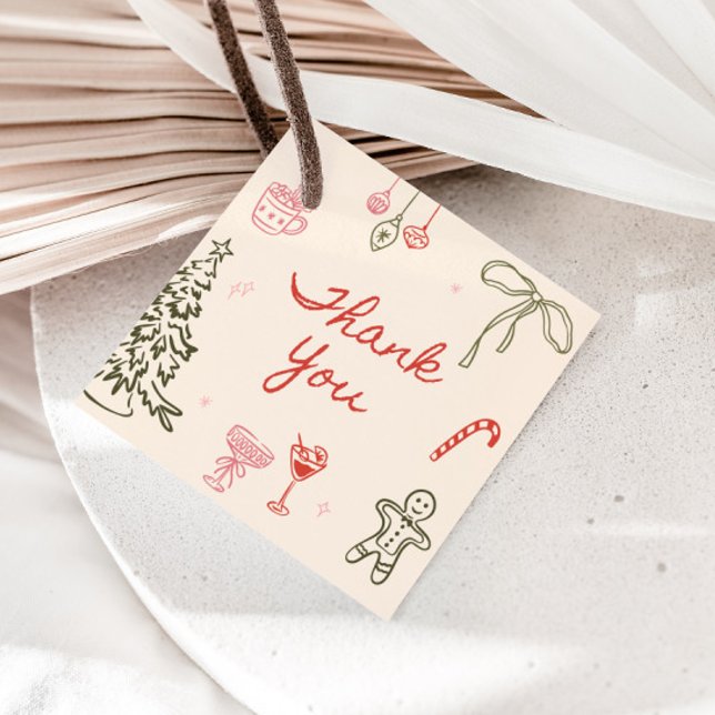 Étiquettes Cadeau Mariage civil de Noël dessiné à la main  (Créateur téléchargé)