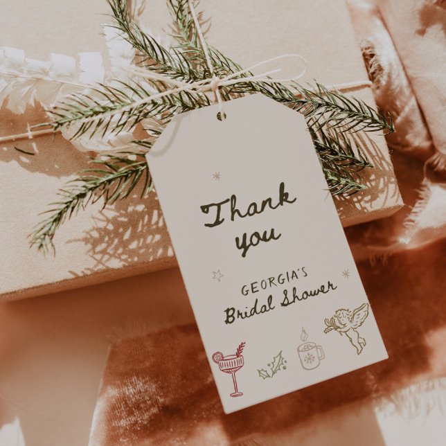 Étiquettes-cadeau Mariage civil Noël Dessin à la main (Créateur téléchargé)