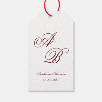 Étiquettes-cadeau Mariage Classique à l'encre profonde de Bourgogne