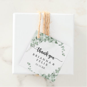 Étiquettes Cadeau Mariage classique de feuillage vert Eucalyptus
