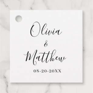 Étiquettes Cadeau Mariage classique minimaliste élégant blanc