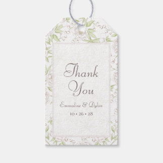Étiquettes-cadeau Mariage Classique Rose Blanche