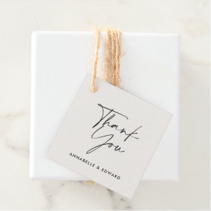 Étiquettes Cadeau Mariage contemporain minimaliste crème noir modern