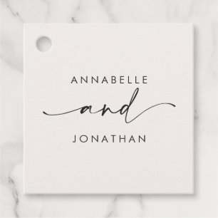 Étiquettes Cadeau Mariage contemporain minimaliste noir crème modern